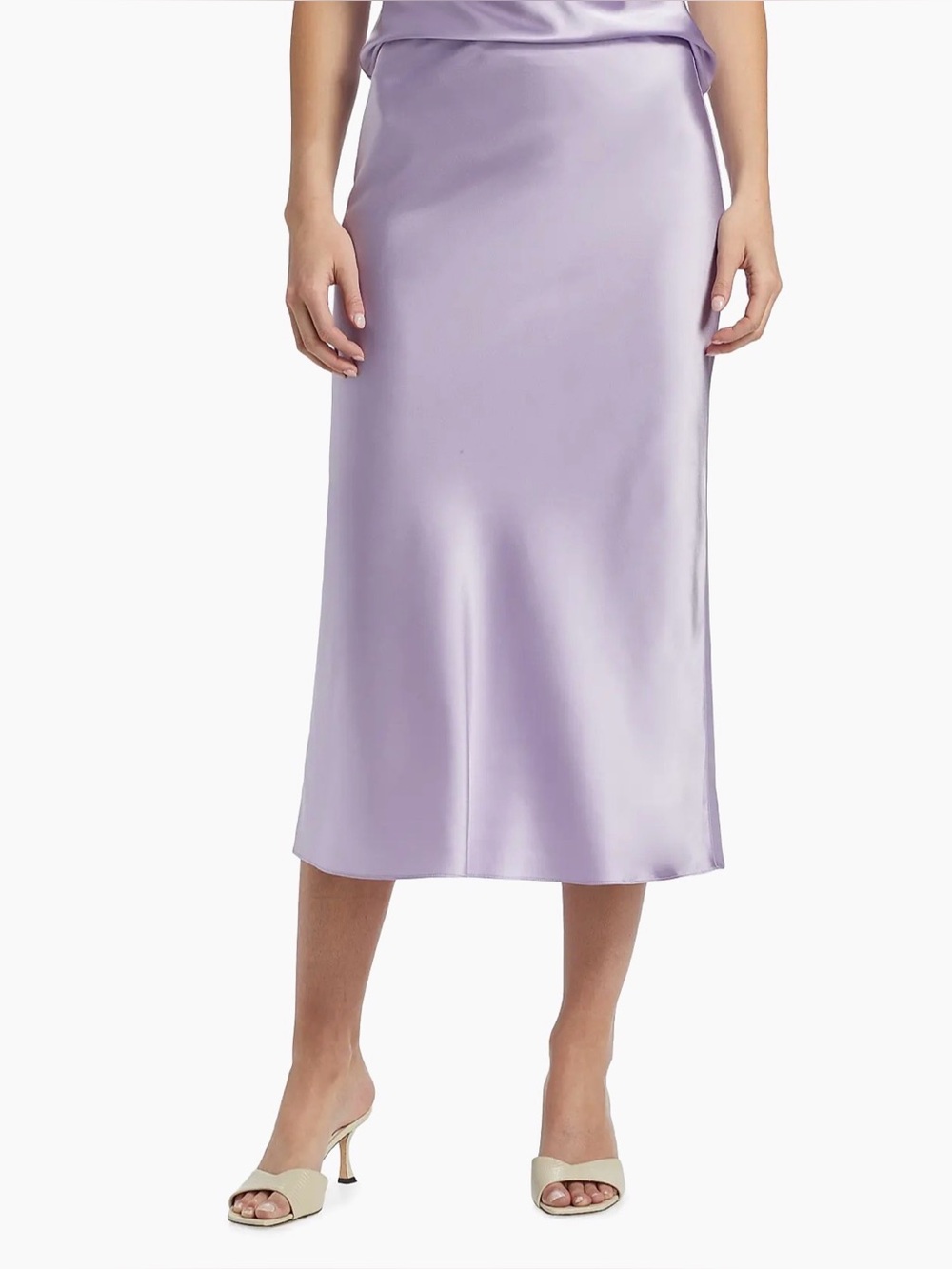NWOT- Veronica Beard Clover Satin Midi-Skirt, Soft Lilac, size 4